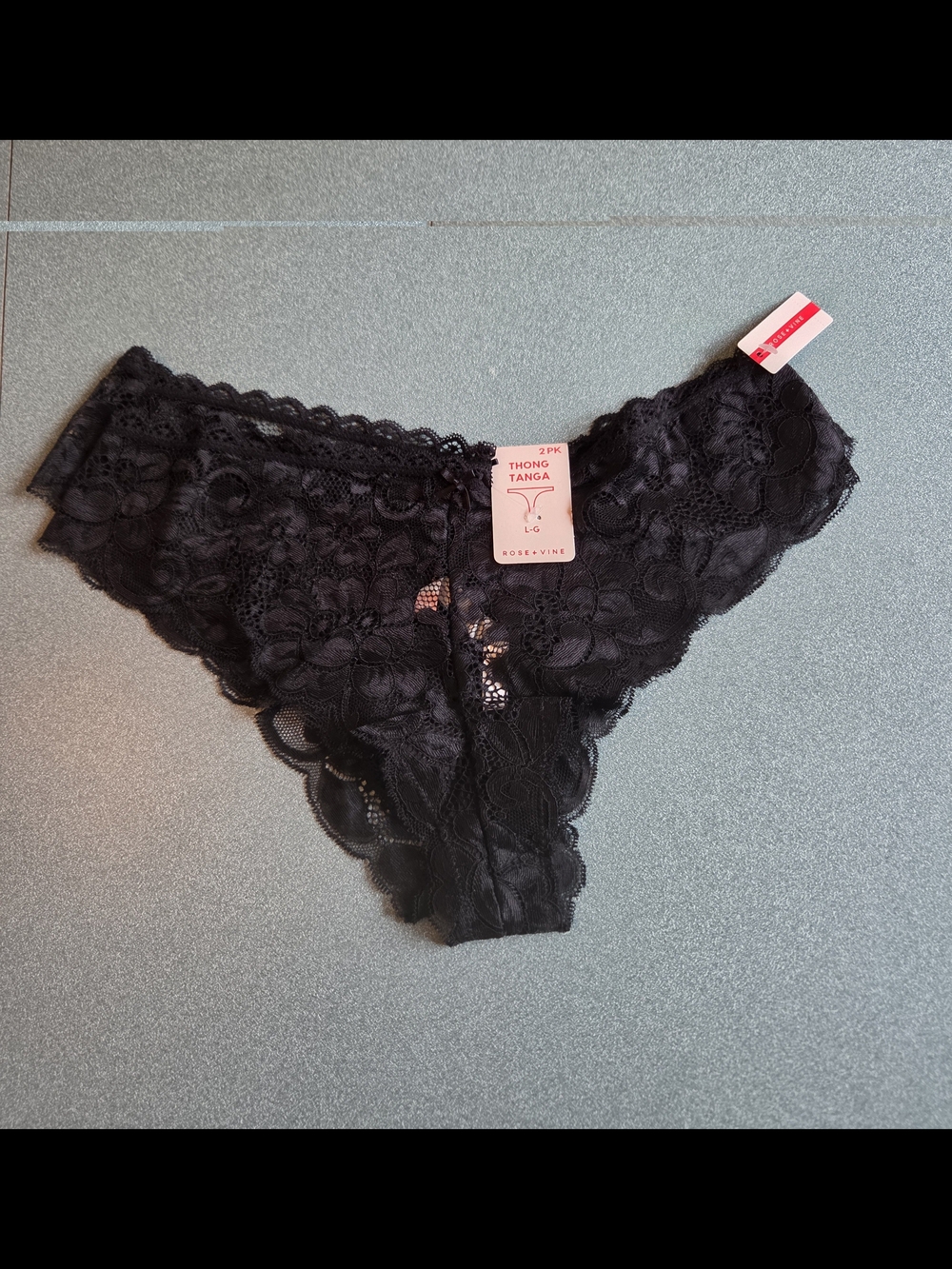2 Pack-Lace Thong Panty in Black